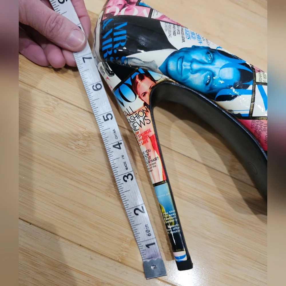 Unique Liliana Magazine Vogue Multi Color Print Platform High Heels Pumps Shoe 9 - Picture 11 of 11